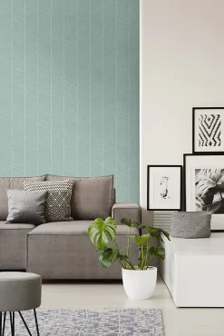 Walls4You papier peint chevron vert menthe - 53 cm x 10.05 m - 935323