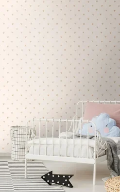Walls4You papier peint confettis de coeurs beige et or - 53 cm x 10.05 m - 935291