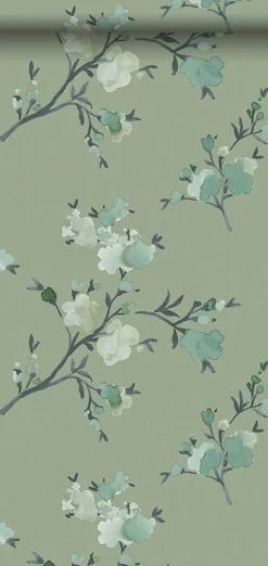 Walls4You papier peint fleurs vert grisé - 53 cm x 10.05 m - 935337