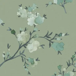 Walls4You papier peint fleurs vert grisé - 53 cm x 10.05 m - 935337
