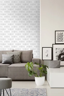 Walls4You papier peint lignes graphiques noir et blanc - 53 cm x 10.05 m - 935327