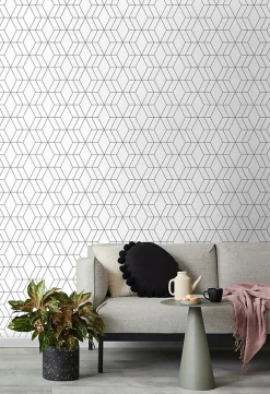 Walls4You papier peint lignes graphiques noir et blanc - 53 cm x 10.05 m - 935327