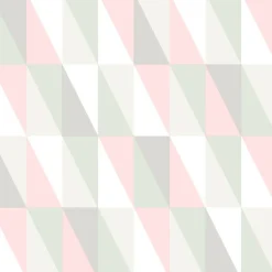 Walls4You papier peint triangles géométriques graphiques vert, rose et gris - 53 cm x 10.05 m - 935301