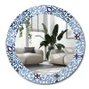 XXL Miroir Rond Cadre Verre Wallfluent fi100 cm Motif Arabe Bleu Décoration Murale Premium Sécurisé