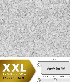 xxl Papier à peindre non-tissé EDEM 80309BR60 blanc relief effet crépis à la spatule